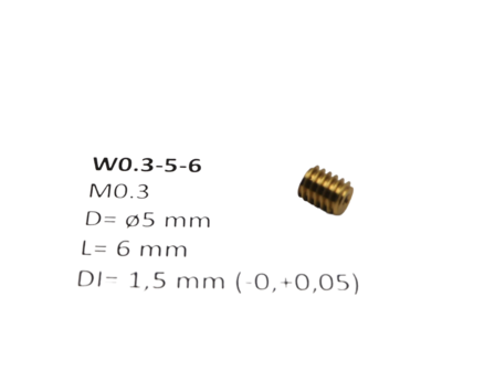 W0.3-5-6 M0.3 D=&oslash;5 L=6 DI=1.5 mm wormwiel