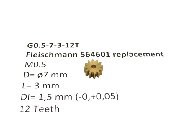 micromotor G0.5-7-3-12T tandwiel voor Fleischmann