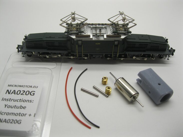 micromotor NA020G motor ombouwset voor Arnold Krokodil, Ae 6/8 II, Be 6/8 II, Ce 6/8 II