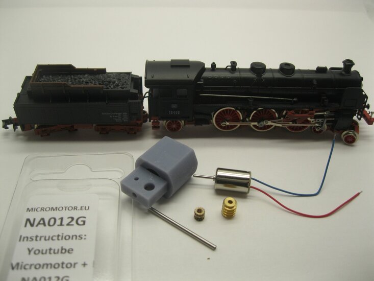 micromotor NA012G motor ombouwset voor Arnold BR 18, BR 01 Motor in the loco, K.Bay.Sts.B. S 3/6, SNCF 231, US 4-6-2