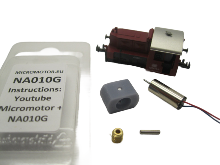 micromotor NA010G motor ombouwset Arnold Köf II, DB Köf III, DB BR 323, DB/Zürcher/Bentheimer BR 332, DB BR 335 ÖBB 0150, X130, X150, FS 213, SNCF YDE, SOB Tm 34, GKB 150