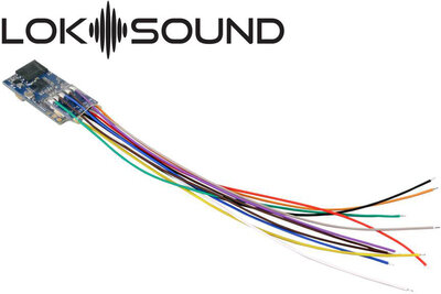 ESU 58813 LokSound 5 micro DCC/MM/SX/M4 "blank decoder", single wires, with Speaker 11x15mm, gauge: N, TT, H0 ESU 58813 LokSound 5 micro DCC/MM/SX/M4 "blank decoder", single wires, with Speaker 11x15mm, gauge: N, TT, H0