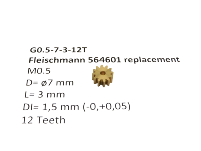 micromotor G0.5-7-3-12T tandwiel voor Fleischmann