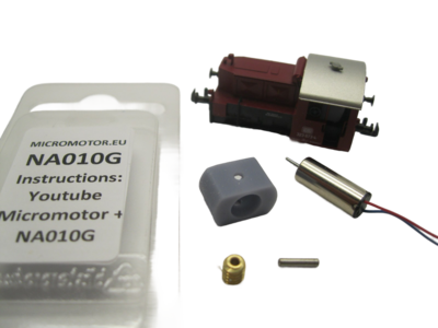micromotor NA010G motor ombouwset Arnold Köf II, DB Köf III, DB BR 323, DB/Zürcher/Bentheimer BR 332, DB BR 335 ÖBB 0150, X130, X150, FS 213, SNCF YDE, SOB Tm 34, GKB 150