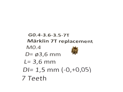 micromotor G0.4-3.6-3.5-7T tandwiel voor Marklin