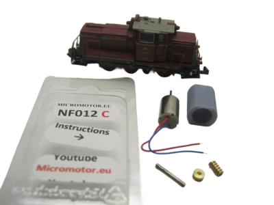 micromotor NF012C ombouwset voor Fleischmann V60, BR 346, BR 105, BR 106, BR 260, BR 360, u.a.