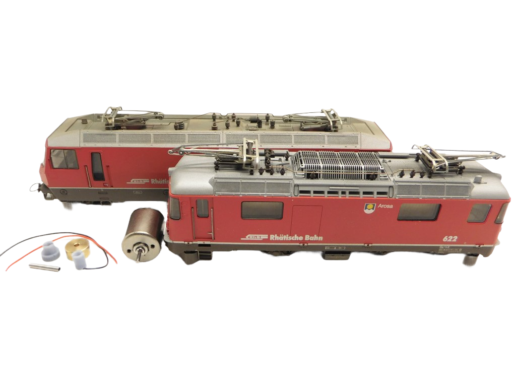 micromotor HSB001C motor ombouwset voor Bemo Ge 4/4 II / III (Ronde Mashimamotor met Schnittstelle en vliegwiel)