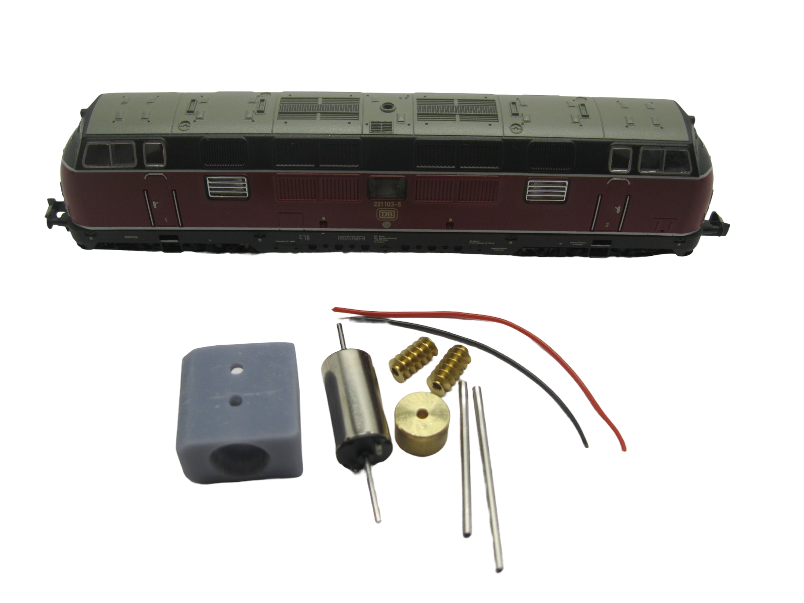 micromotor NF042C motor ombouwset Fleischmann V 200.1, BR 221, EBW V 270, RENFE D 340